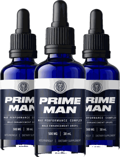 Three bottles of Prime Man Male Enhancement Drops, Max Performance Complex, 500 mg, 30 ml